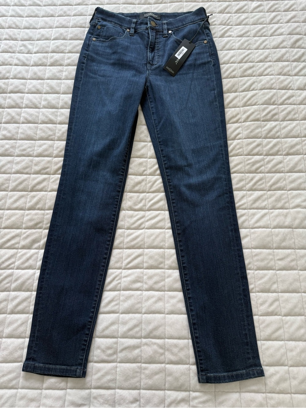 Liverpool Dark Blue Abby Women’s Slim Straight Jeans-Comfort Waist
